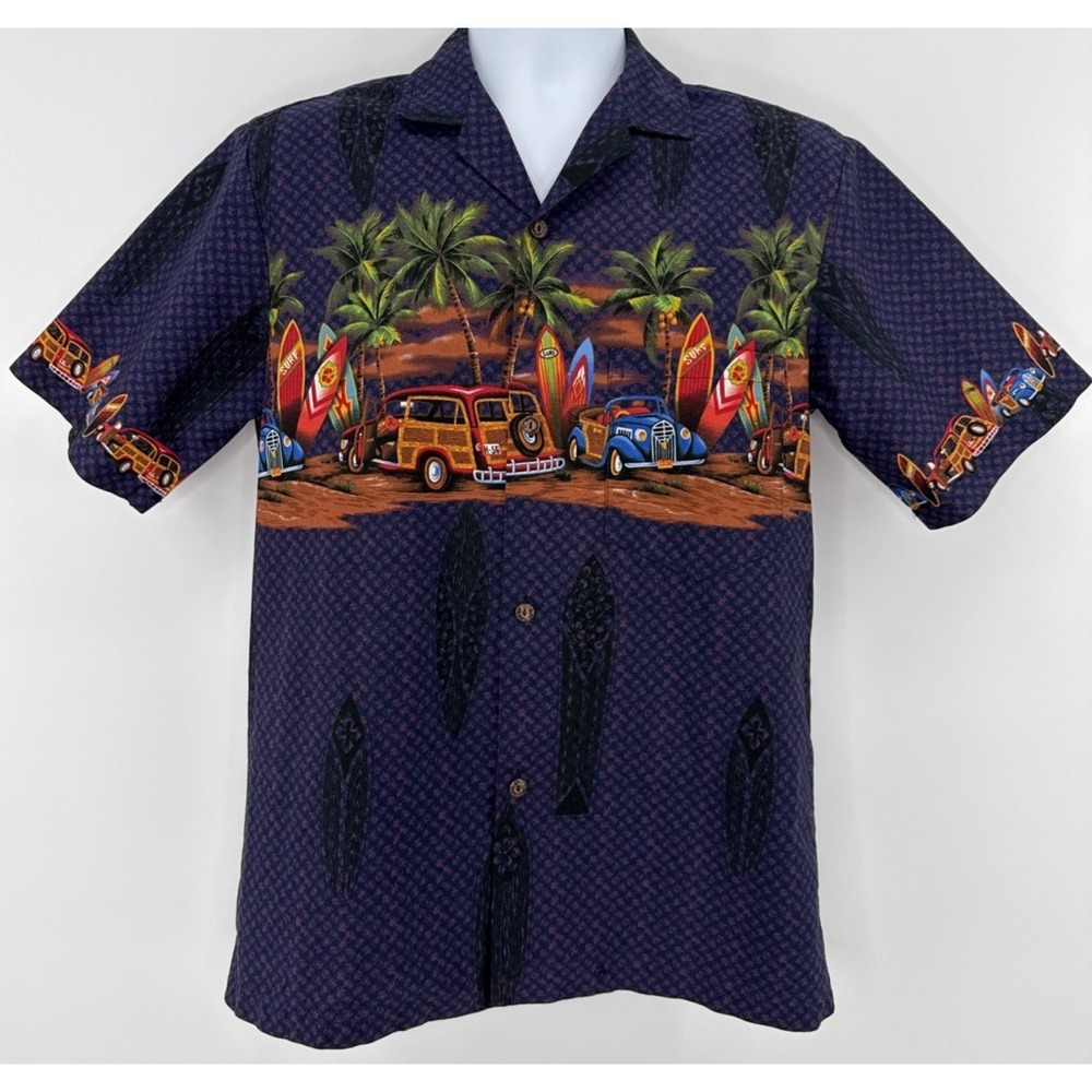 Royal Hawaiian‎ Creations Shirt M Surf Woody Car Made Hawaii Aloha Vintage
